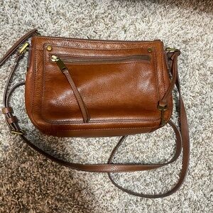 Brown Fossil Leather Crossbody Bag Preowned